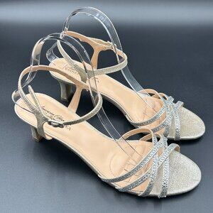 Badgley Mischka American Beauty Metallic Strappy Heels Sz 11 Prom Wedding